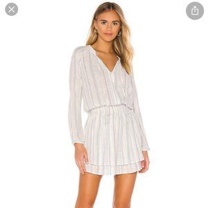 RAILS Womens Jasmine Mini Dress M Fiji Stripe Long Sleeve Metallic Linen Blend